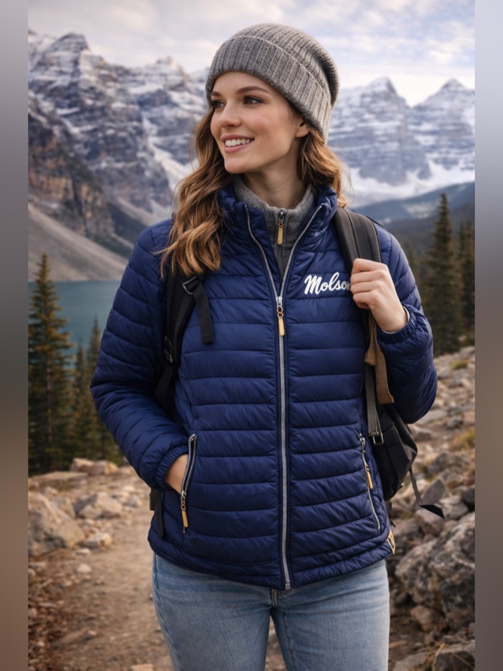 Molson Quilted Puffer Jacket Blue Lightweight Zip Up Women’s Medium